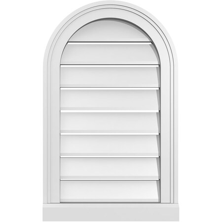 Ekena Millwork Round Top Surface Mount PVC Gable Vent: Functional, w/ 2"W x 2"P Brickmould Sill Frame, 16"W x 26"H GVPRT16X2603SF